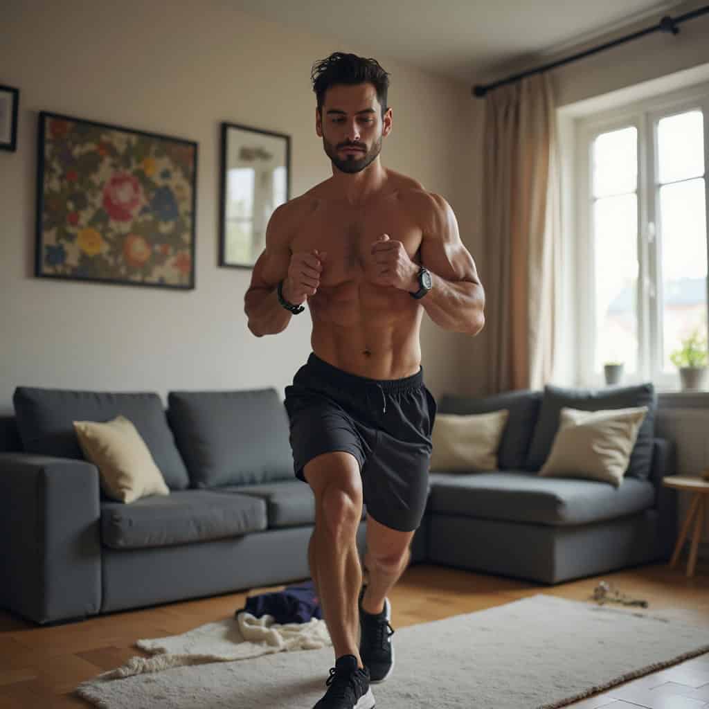 persona haciendo HIIT en casa