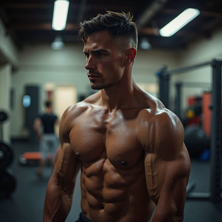 Hombre entrenando con pesas para ganar músculo magro