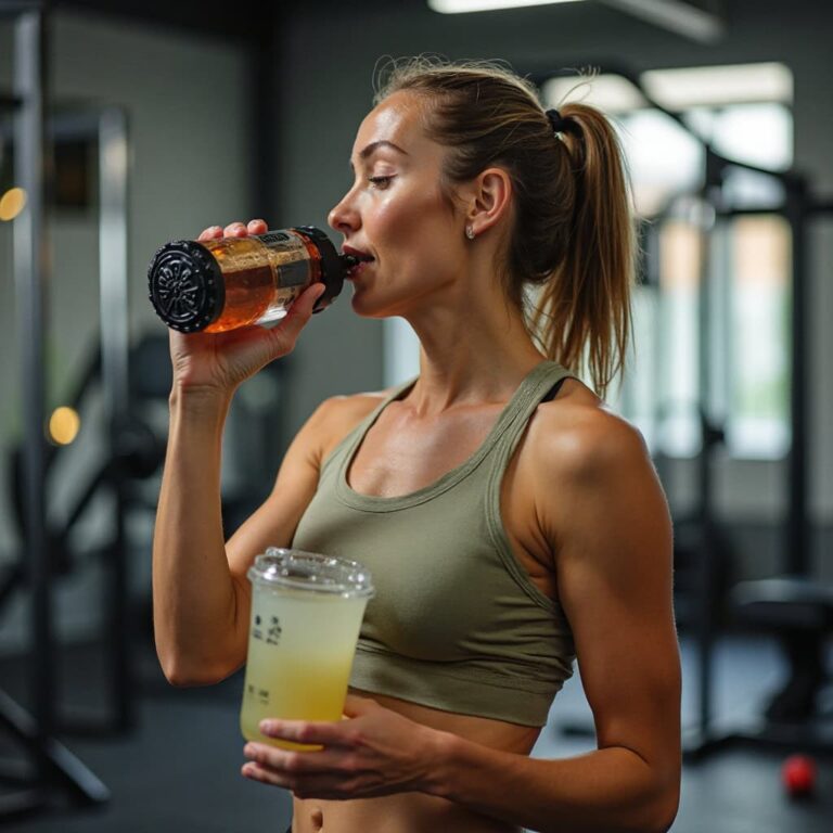 Deportista hidratándose con bebida natural tras el entrenamiento